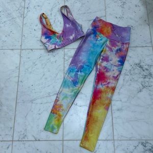 Goldsheep rainbow watercolor 🌈 bra and legging set